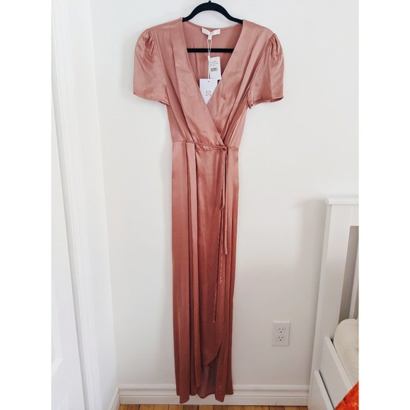 NWT WAYF Dusty Rose Wrap Dress - Picture 3 of 9